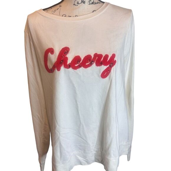 Lilly Pulitzer Sweaters - Lilly Pulitzer Rami Graphic Pullover Sweater Cream/Red Long Sleeve Women's